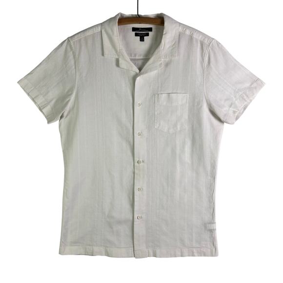 MARC ANTHONY White Linen Blend Slim Fit Casual Dress Shirt Mens Size M - Picture 1 of 8